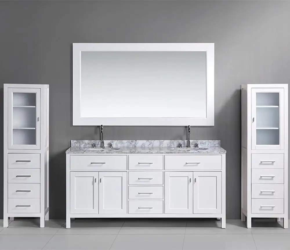 Estilo americano de 40 pulgadas Hotel roble libre tocadores de baño con armario con espejo