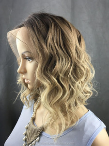 14インチミックスカラーカーリーボブフロントレースウィッグベビーヘアボブヒューマンレースフロントウィッグ短納期