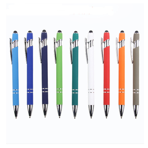 2024 thấp moq biểu tượng tùy chỉnh bấm vào hành động cao su Silicone phun bút với cảm ứng Stylus kim loại Anodized nhôm bóng bút - Product Image 4