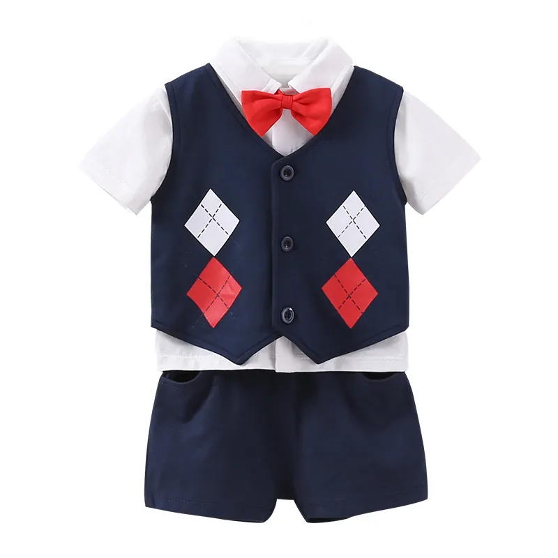 Baby Gentlemen's dress Summer Cotton one year Old Boy's Summer dress outwear Children's 3-piece suit