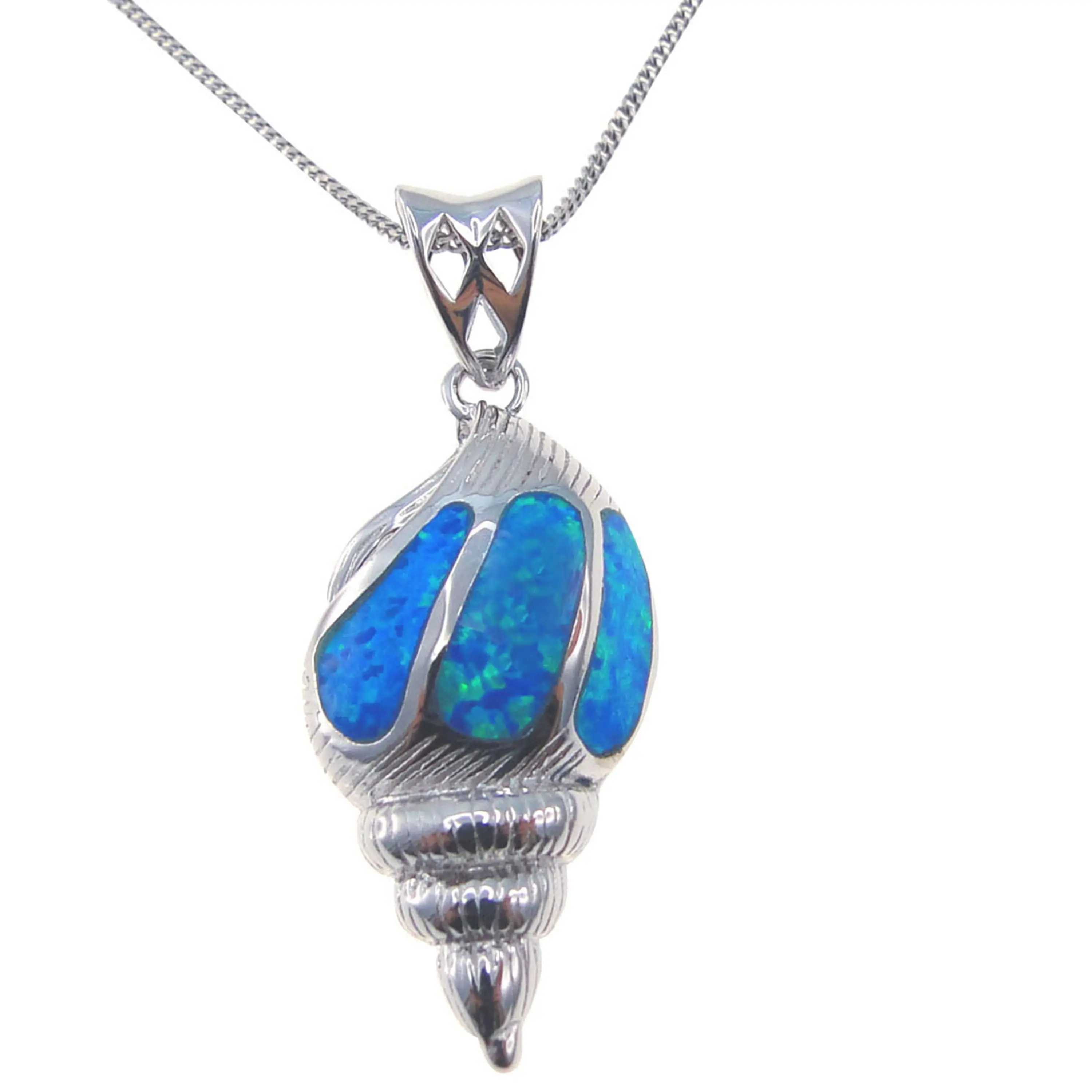 Wholesale Hawaiian Ocean Sealife Opal Jewelry 925 Silver Conch shell Opal Pendant