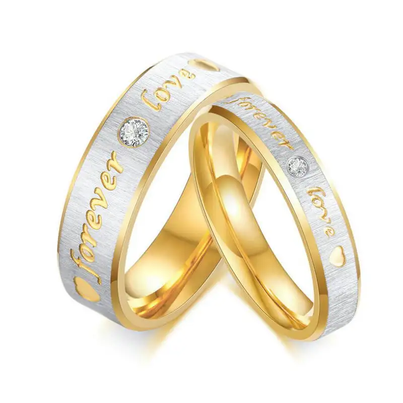 Fashion Lover für immer Love 18k gold überzogene Stainless Steel Wedding Couple Rings