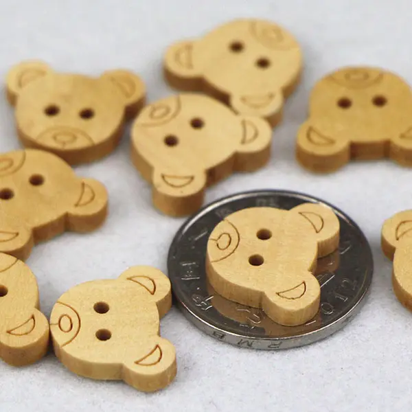 Ropa para niños con botones de madera con forma de oso a medida, bonitos botones, manualidades