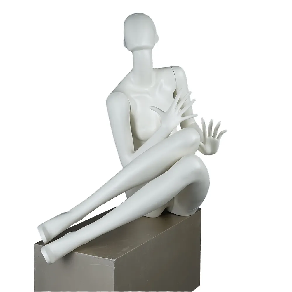 Modern design lifelike boutique posing full body nude sit down female sitting mannequin for sale