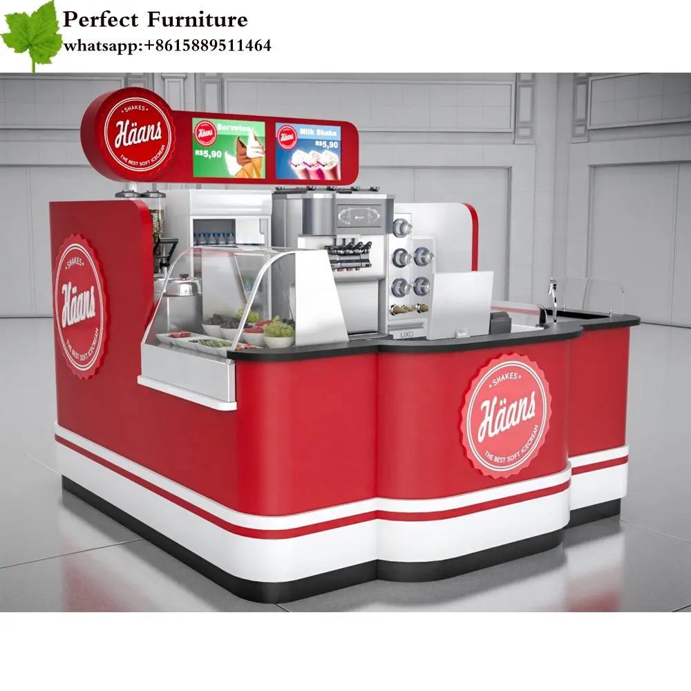 Il centro commerciale perfetto ha usato la progettazione laminata del chiosco del gelato e la laminazione del tè congelato del succo dello yogurt da vendere