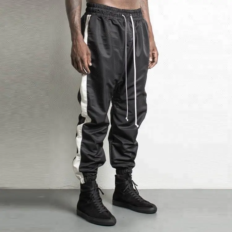 Pantalones de chándal a la moda para hombre, diseño personalizado, liso, teñido, con rayas