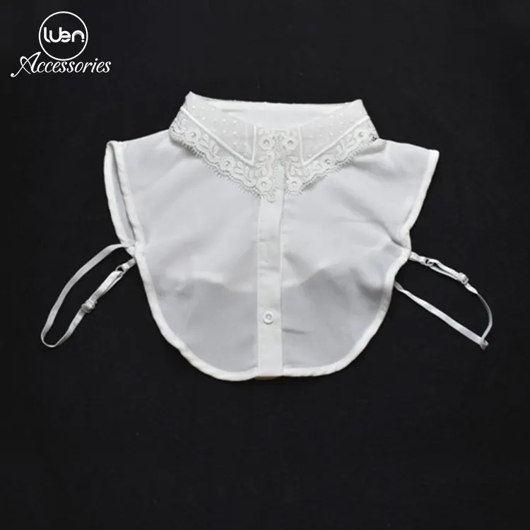 Cuello de camisa desmontable para mujer, cuello de algodón blanco, decorativo, cuello falso