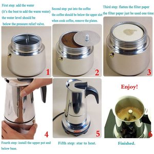 Özelleştirilmiş Espresso Espresso kahve makinesi seti Modern 201/304 yüksek kalite paslanmaz çelik Pot Pot gümüş Metal isıya dayanıklı - Product Image 6