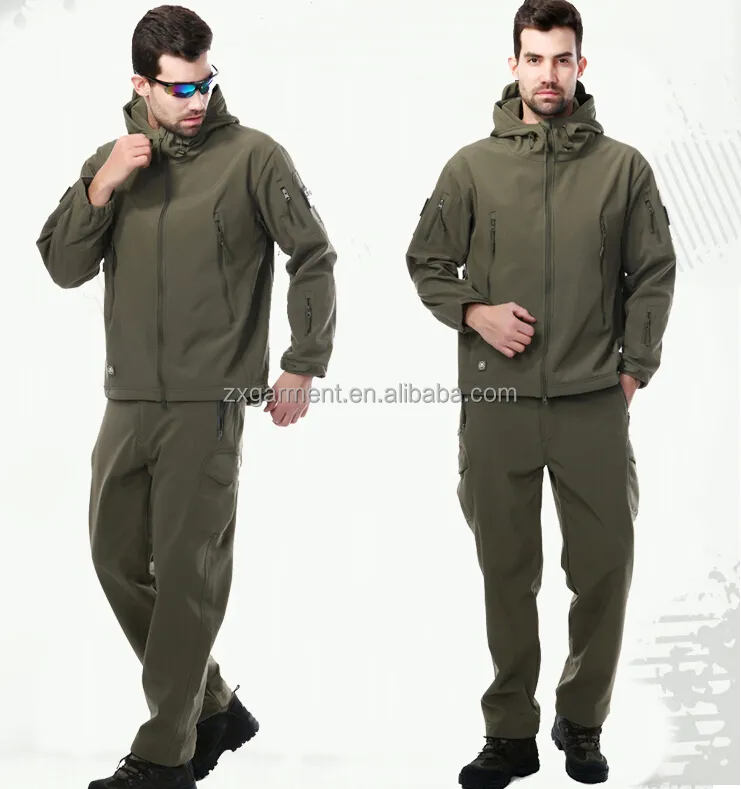 Veste Tactique pour Homme Veste Softshell Manteau Avec Doublure Polaire Extérieur Coupe-Vent Imperméable