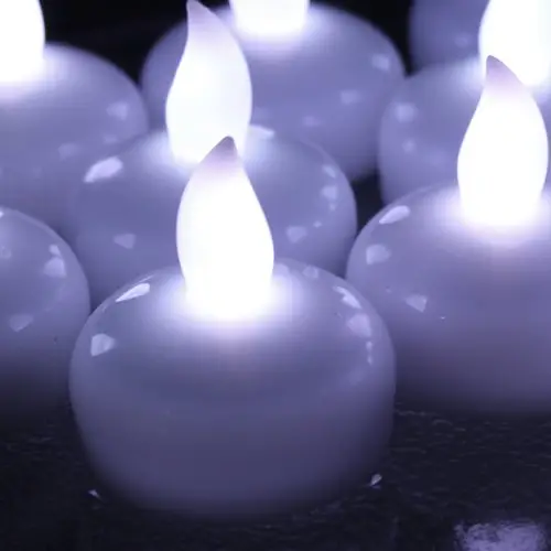 12 LED Floating Tea Light Waterproof Wedding Party Floral Decoration flameless Candles White color