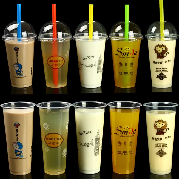 Taza desechable de plástico para café, té, leche, logotipo personalizado, venta al por mayor, China