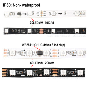 WS2811 5เมตร/ม้วน DC12V 2811 Ic 5050 SMD อิสระแอดเดรส RGB Led Strip,30/48/60 Leds/m Led Pixels1 Ic ควบคุม3 Led - Product Image 2