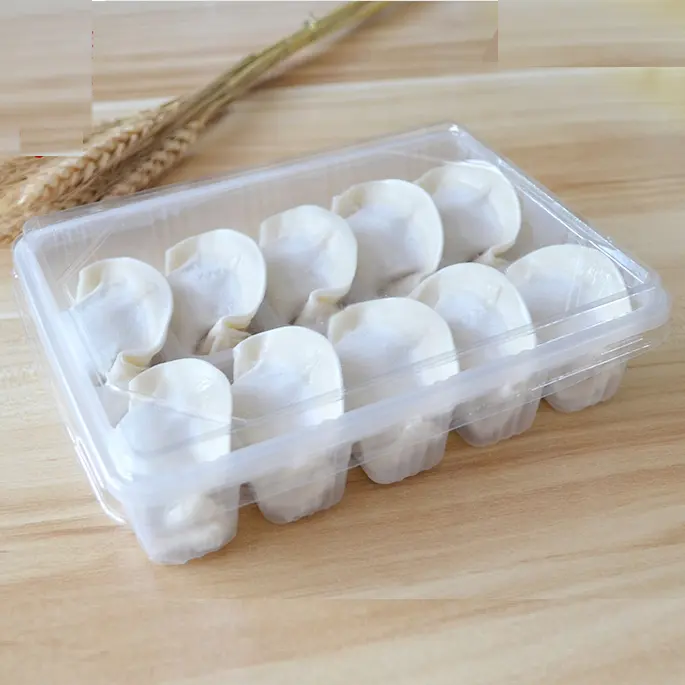 高品質の食品グレードのカスタムプラスチック冷凍食品パッケージブリスター使い捨て餃子トレイ