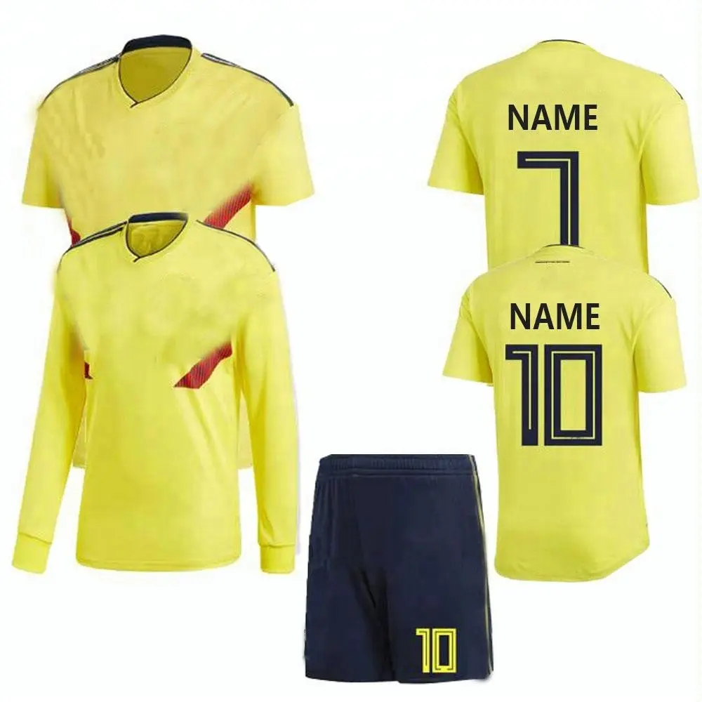 Camiseta de fútbol de Equipo Nacional de Calidad tailandesa para fanáticos de colombia y del mundo, 2018