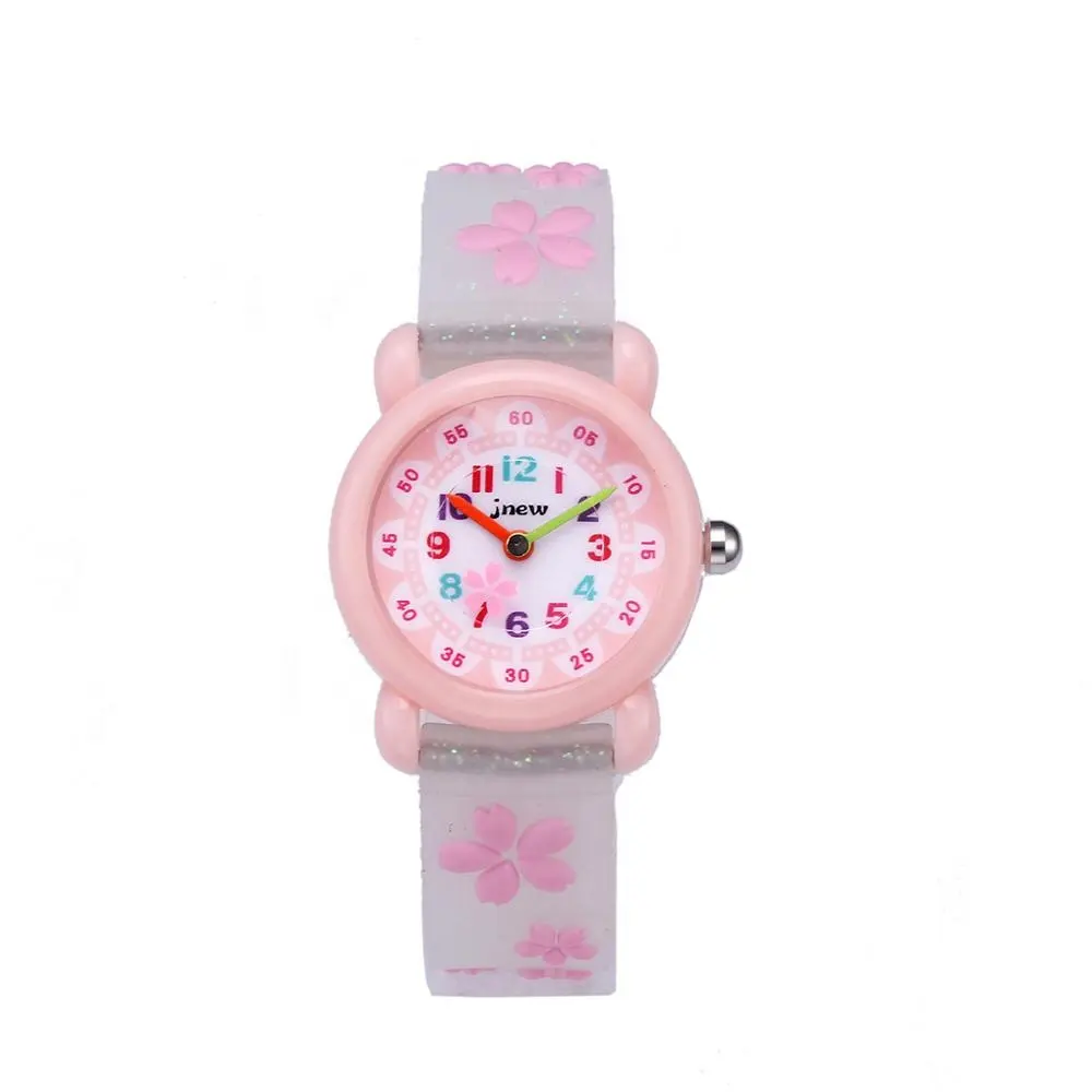 Хорошая цена, розовые часы с цветочным дизайном для девочек, распродажа