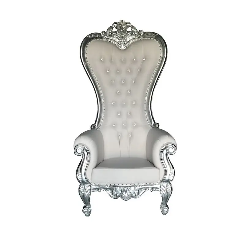 Chaise blanche moderne de style antique chaise de trône royal chaise de mariage pour les mariés pour la salle à manger location d'hôtel avec emballage du courrier