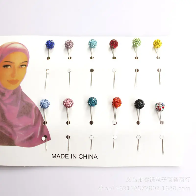 Wholesale Head scarf pin with crystals in mixed colors