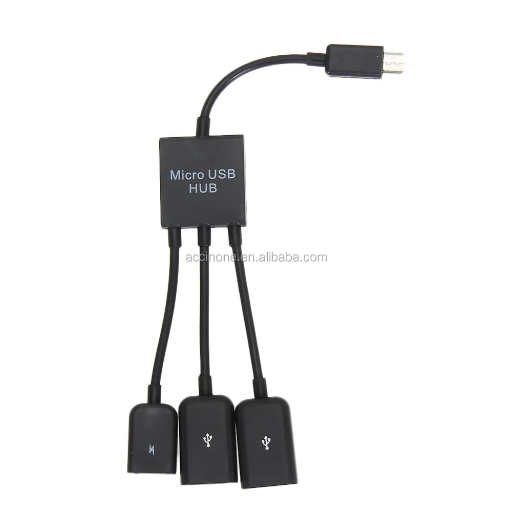 3 trong 1 Micro USB Hub Nam cho Nữ Kép USB 2.0 Host OTG Hub Adapter Cable Chuyển Đổi Hỗ Trợ Chức Năng OTG cho điện thoại di động