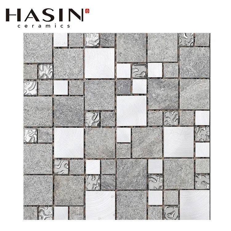 Ardesia Marmo Mix di Metallo Mosaico Pavimenti E Rivestimenti