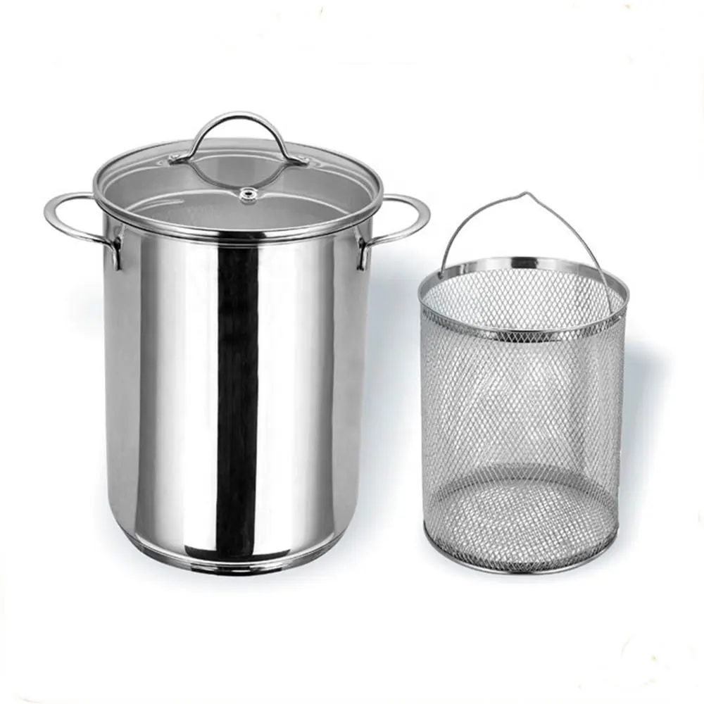 Olla de vapor de acero inoxidable, accesorio de cocina de fácil limpieza con cesta de acero inoxidable