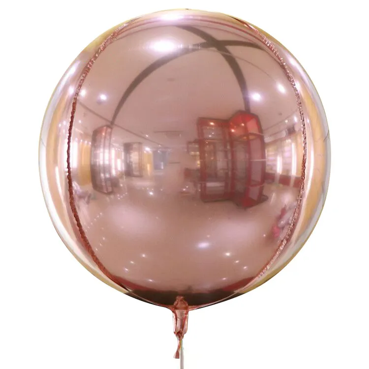 Sıcak satış metalik balonlar 4D yuvarlak helyum Mylar balon 22 ve 32 inç altın gümüş gül altın küre balonlar