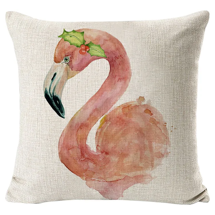 2024 belle Animal dessin animé drôle Adorable flamant rose imprimé jeter oreiller personnalisé nouveau noël housse de coussin