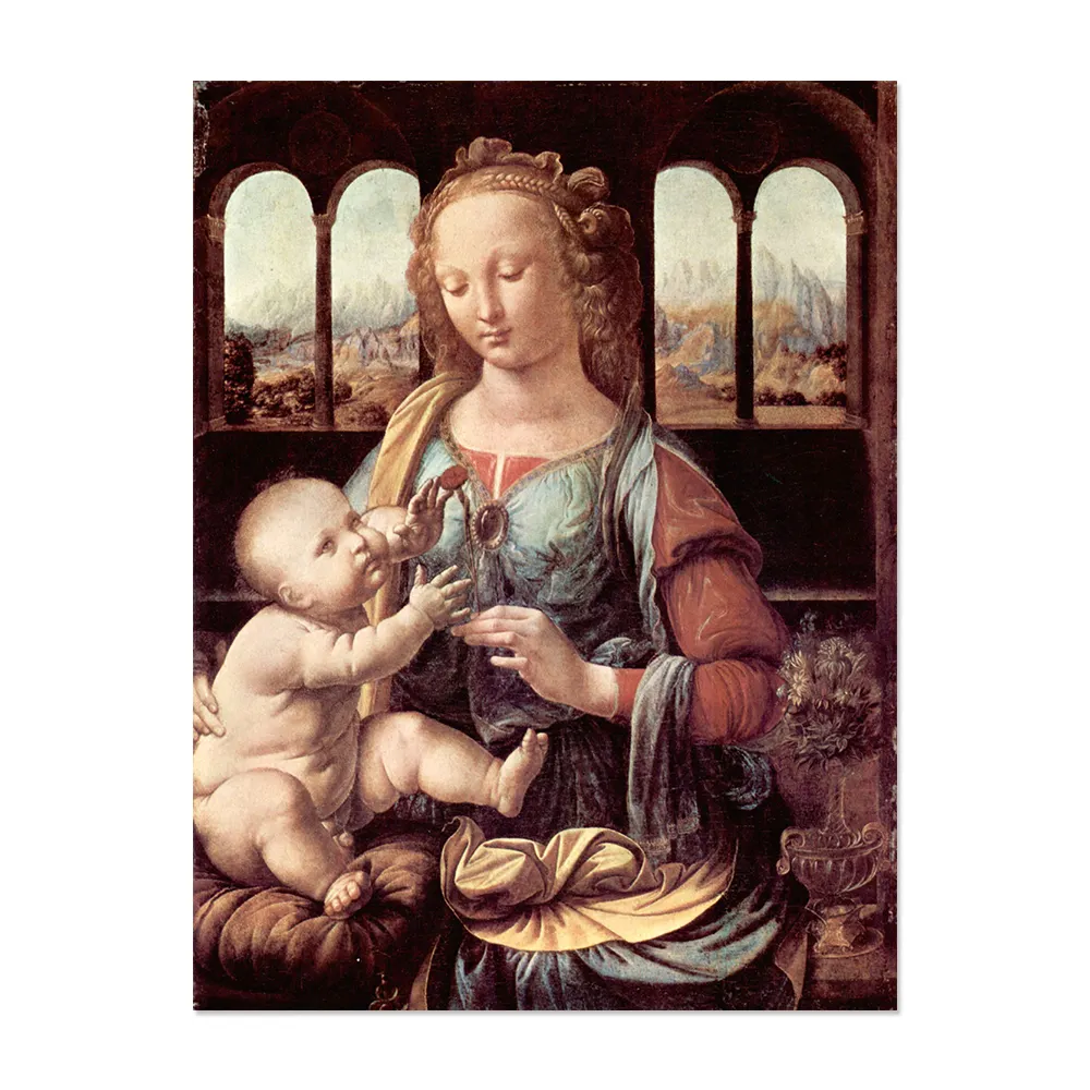 Lienzo hecho a mano figura famosa reproducciones Madonna Clavel Leonardo Da Vinci clásica famosa pinturas con marco