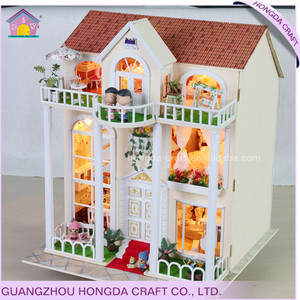 微型模型三层小屋儿童教育手工拼图木制微型房屋玩具娃娃屋赠品