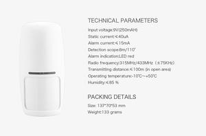 Detector de movimiento de sensor infrarrojo PIR inalámbrico para sistema de alarma - Product Image 3