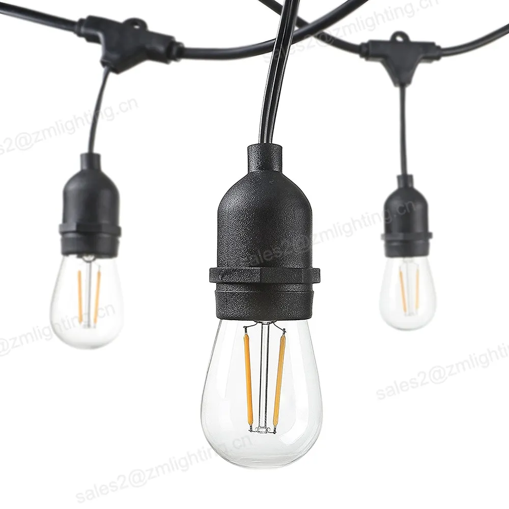 Lampu Tali Luar Ruangan, Bohlam LED Filamen Edison S14 Vintage, 2700K Putih Hangat 2W 4W 6W