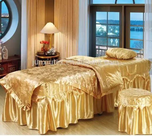 4 Buah Kapas/Polyester Spa Set Tempat Tidur untuk Salon Kecantikan Pijat Tempat Tidur Linen Warna-warni Selimut Bed Sheet Set