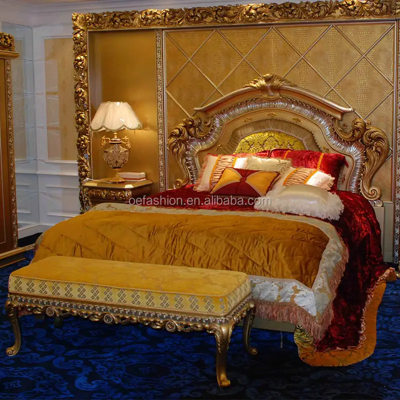 OE-FASHION de Style Français de Luxe Lit Royal Solide Bois Chambre À Coucher Ensemble De Meubles