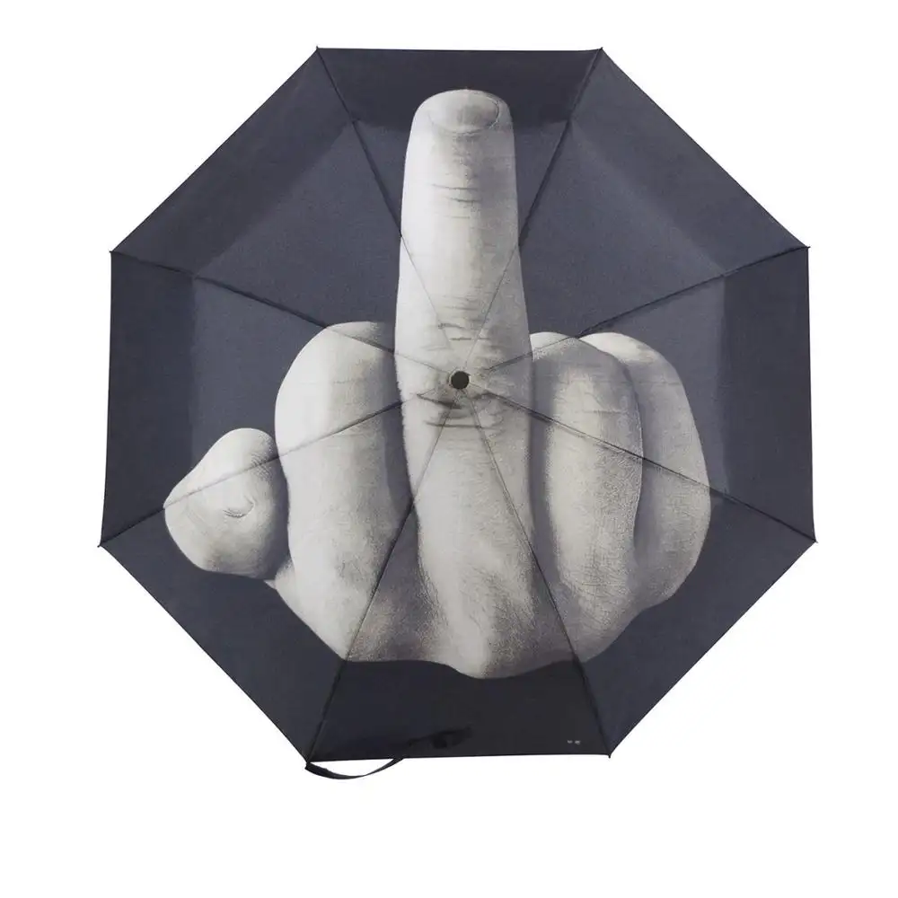 Funny gift lightweight travel rain middle finger umbrella folding