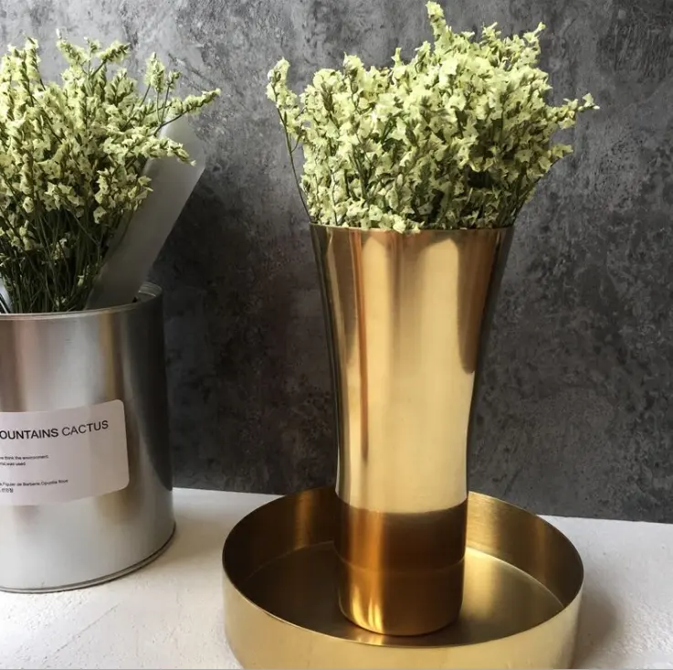 Vase pour plantes et fleurs, décoration intérieure, métal or/rose, acier inoxydable 551, vente en gros, 2019 — 11 304