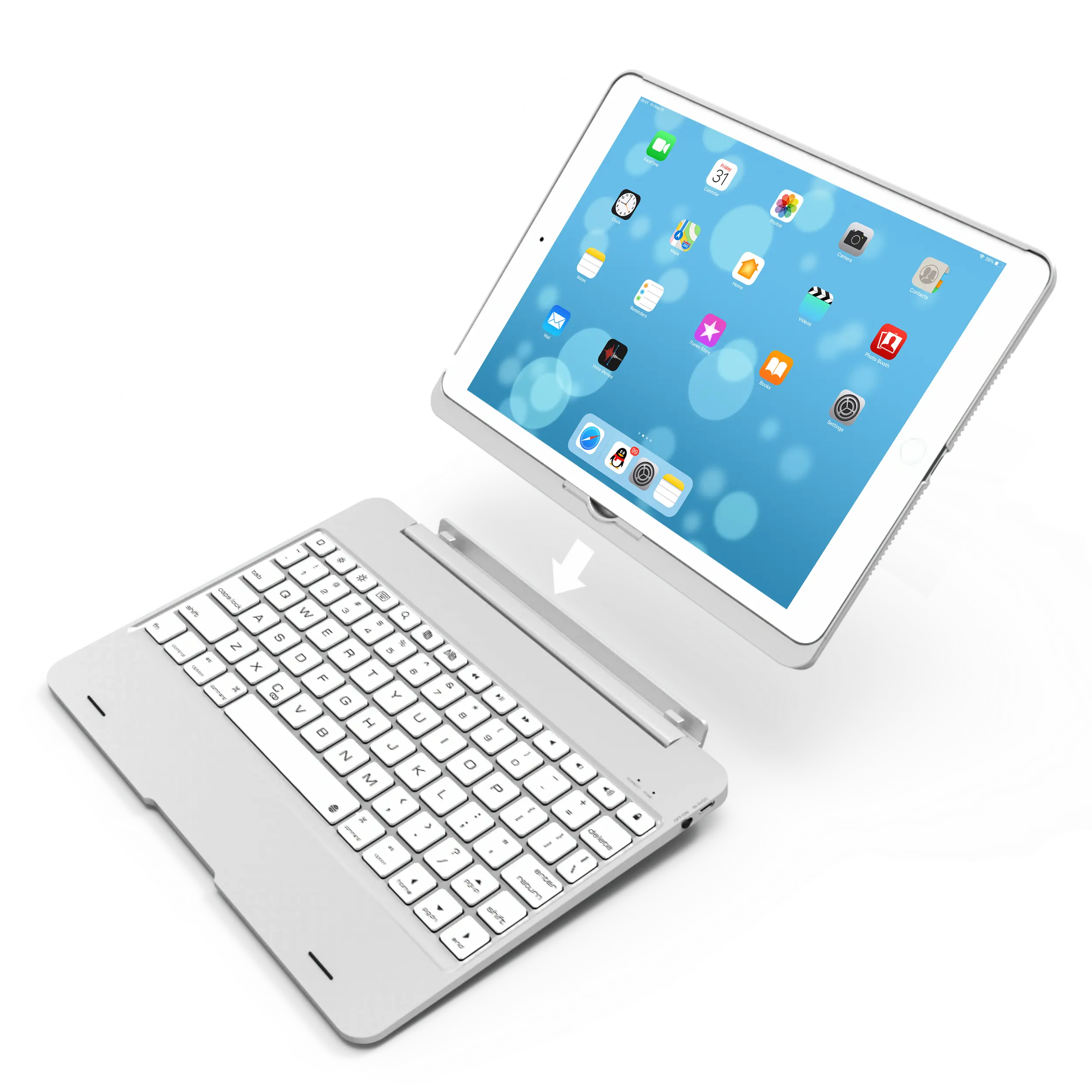 Fabrika fiyat BT kablosuz katlanır klavye, Mini katlanabilir kablosuz klavye ipad kılıfı 9.7