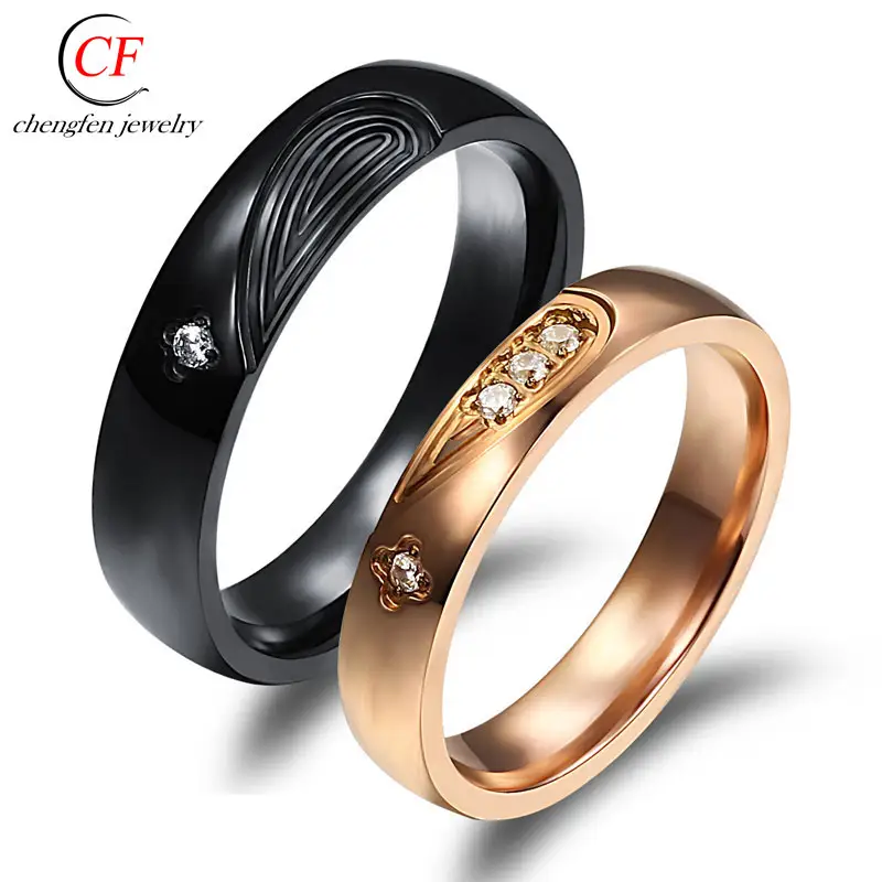 Amostra grátis chengfen jóias fábrica venda direta o mais barato atacado ss anel de casamento conjunto