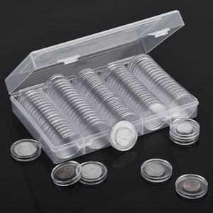 Round Plastic <strong>Coin</strong> Holder <strong>Coin</strong> Collection Case with Storage Organizer <strong>Box</strong>