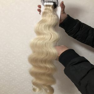 16 inç 30 inç remy bant saç ekleme insan saçı sarışın vücut dalga çift çizilmiş cilt atkı bant saç uzatma - Product Image 3