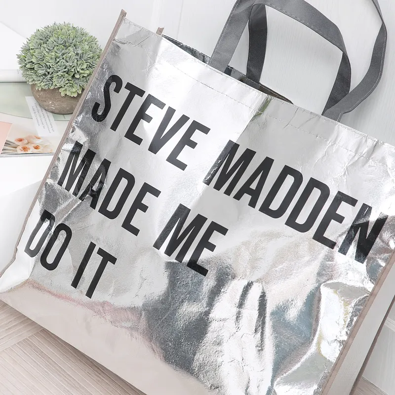 Tote bag metalliche riutilizzabili impermeabili di alta qualità con Logo stampato personalizzato