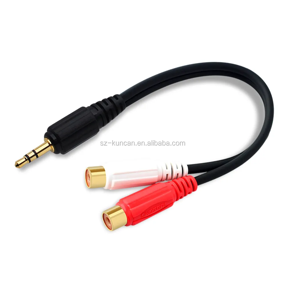 Szkuncan 1.2M 3.5 Mm Jack Stereo Plug untuk 2 RCA Female Audio Video AV Kabel Adaptor