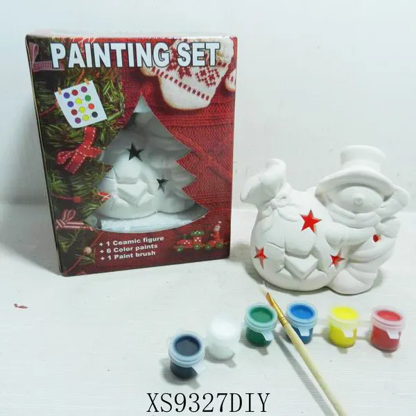 Fabbricazione di figurine di pupazzo di neve in ceramica fai da te per dipingere set di pittura in ceramica di colore personalizzato fai da te
