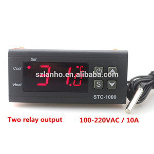 Controlador de temperatura digital LCD de dos salidas de relé con sensor de 1m 110 ~ 220VAC 10A termostato - Product Image 2
