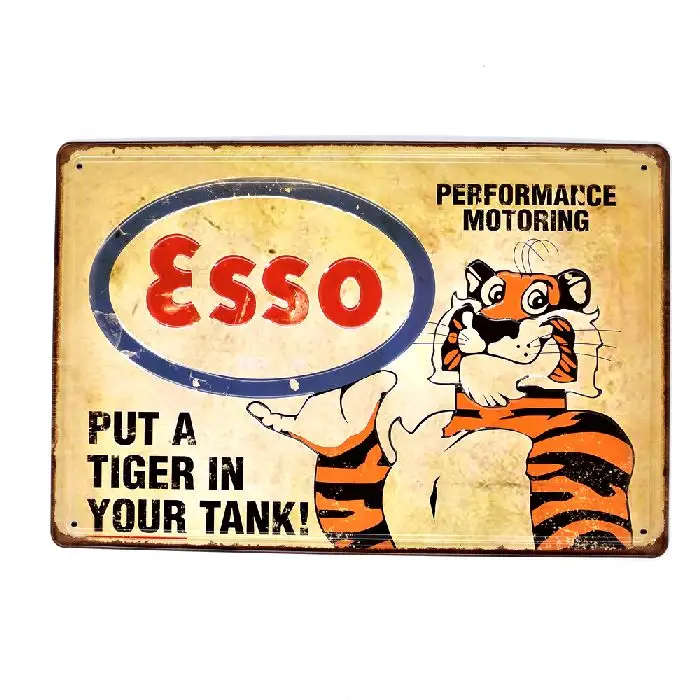 Esso ponga un tigre en su tanque en relieve 3D relieve Vintage de Metal estaño signo artesanal Bar Pub Cafe Decoración