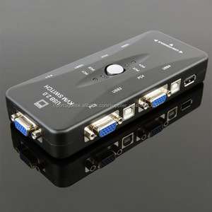 Caixa de <span class=keywords><strong>Switch</strong></span> <span class=keywords><strong>KVM</strong></span> 4 Porta Monitor de PC Caixa de Interruptores + 4 x Cabos VGA <span class=keywords><strong>USB</strong></span> para Computador/Teclado/ monitor rato,