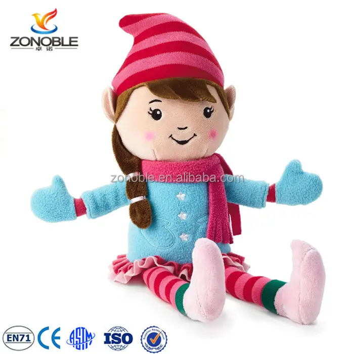 Wholesale cute soft plush toy doll for Christmas day gift custom fashion blue stuffed plush elf