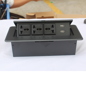 Toma de corriente universal e internacional para escritorio, 3 enchufes ocultos para oficina con datos usb - Product Image 2