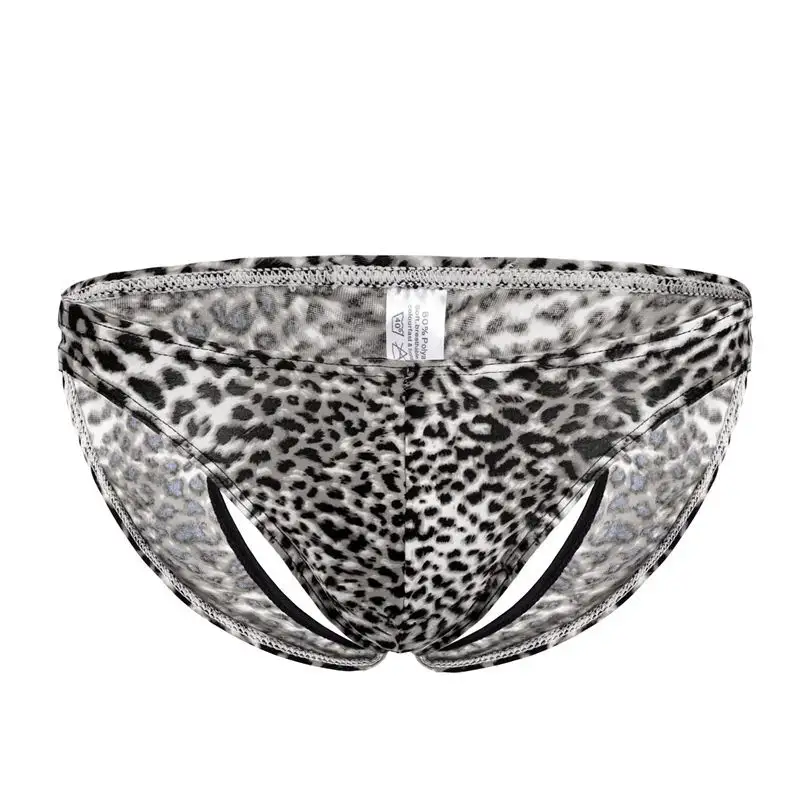 Biancheria Intima degli uomini Sexy Perizoma G-String Della Stampa Del Leopardo Del Sacchetto Del Rigonfiamento Mutande T-Back