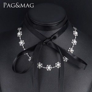 Pag & Mag The Latest Design Lovely Silver Flower Shape Chain Comfortable Natural Pearl Necklace For Women Banquet Or Gifts