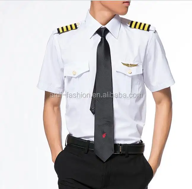 Custom factory OEM ODM camicie uniformi da pilota bianche a maniche corte a maniche lunghe della compagnia aerea di alta qualità