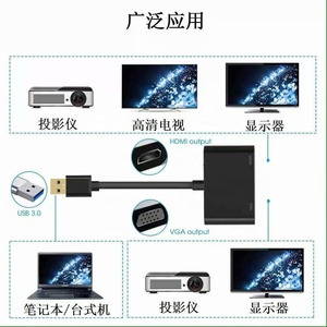 USB 3,0 a HDMI y VGA adaptador USB 3,0 a HDMI VGA Multi Monitor Cable de adaptador de convertidor de trabajo al mismo tiempo - Product Image 6